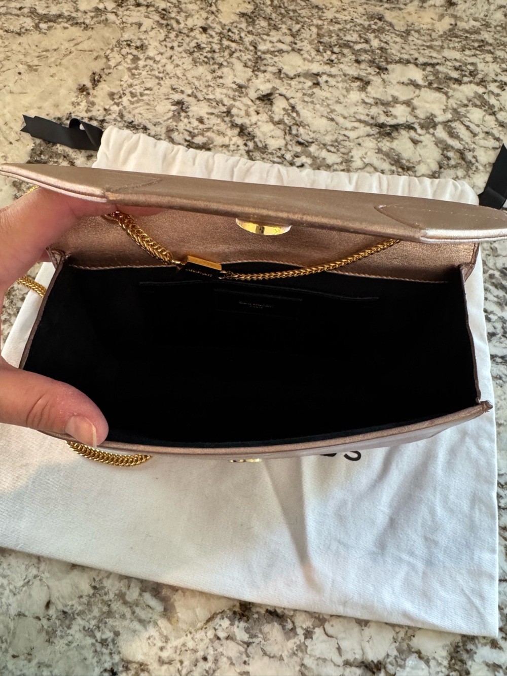 Yves Saint Laurent Metallic Rose Crossbody Bag with Gold Chain - Picture 4 of 13